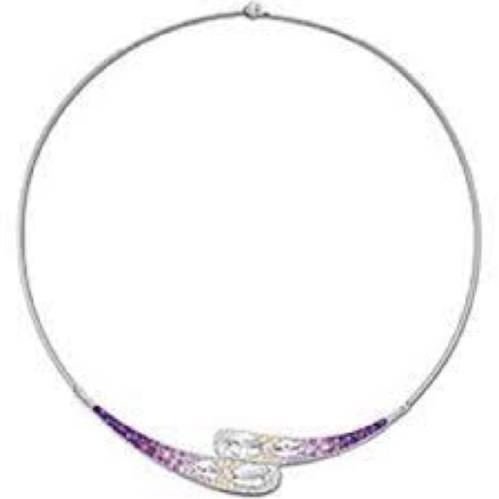 Swarovski Trema Elegant Silver and Purple Choker Necklace